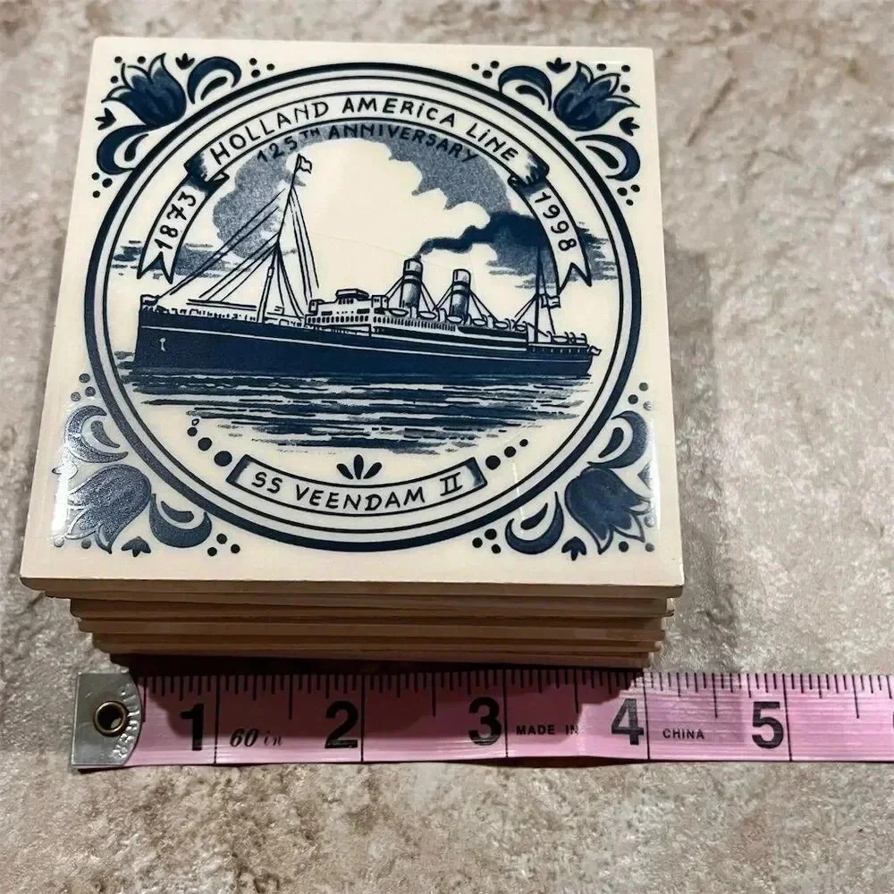 Vintage Holland America Line Porcelain Coasters‎ Set of 6